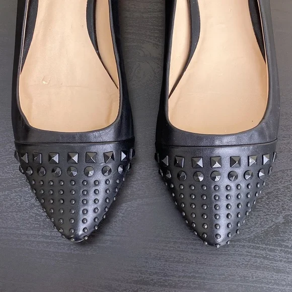 BCBGeneration - Zeleni Black Studded Leather Flats - size 7.5 B - Picture 2 of 12